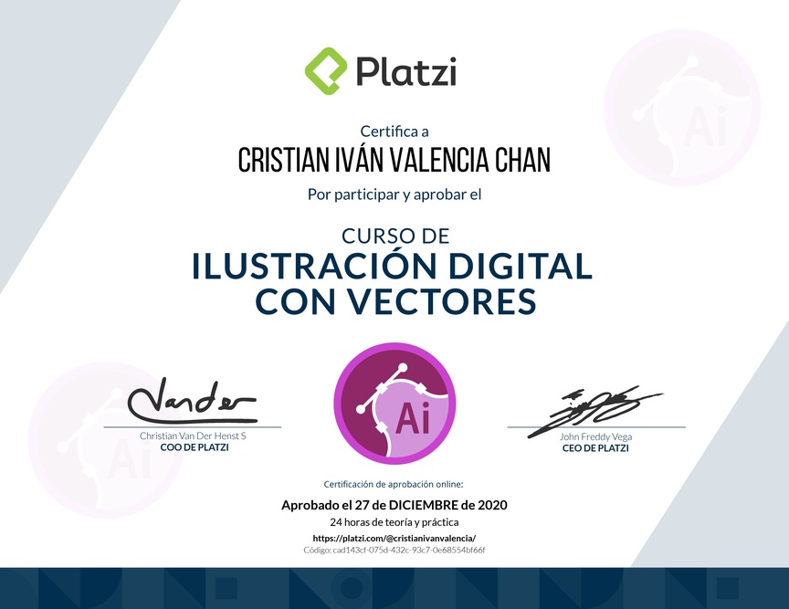 Diploma del Curso de Ilustración Vectorial Digital