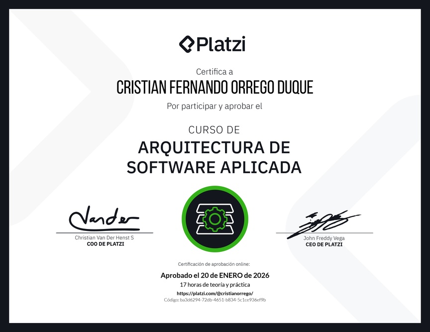 Diploma del Curso de Arquitectura de Software Aplicada