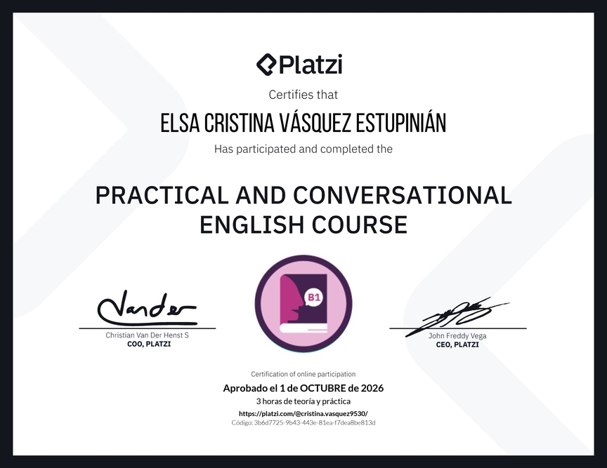 Diploma del Curso de Inglés Práctico y Conversacional