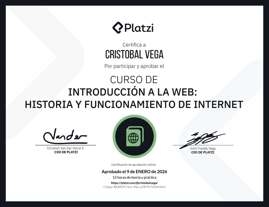 Diploma del Curso de Introducción a la Web: Historia y Funcionamiento de Internet