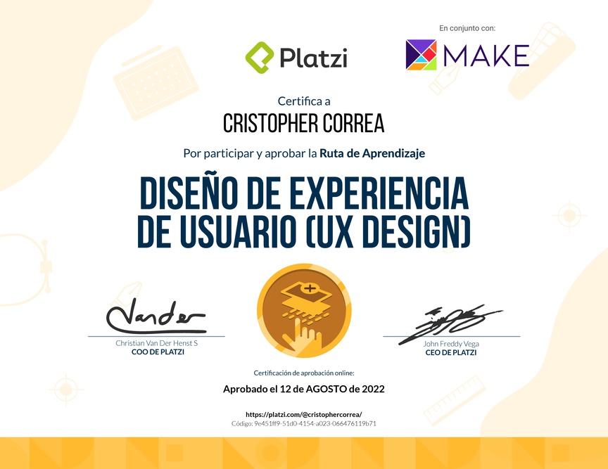 Diploma de la Ruta de Aprendizaje de Diseño de Experiencia de Usuario (UX Design)