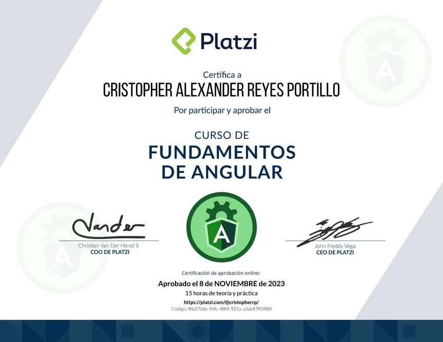 Diploma del Curso de Fundamentos de Angular