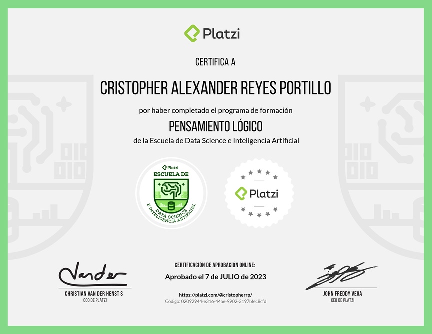 Diploma de la Ruta de Aprendizaje de Pensamiento lógico
