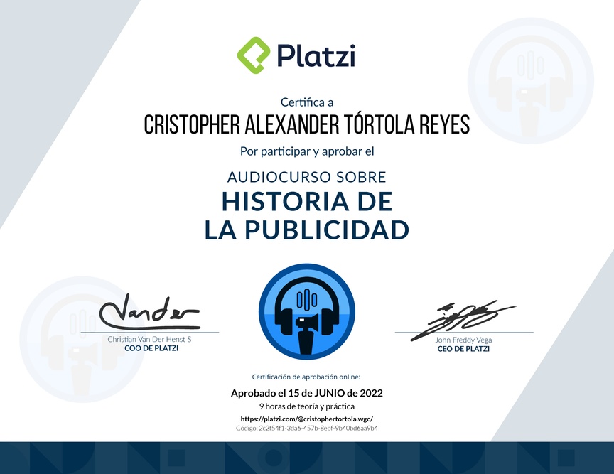 Diploma de Audiocurso Historia de la Publicidad