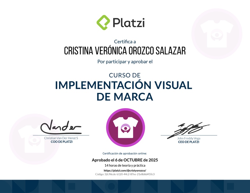 Diploma del Curso de Implementación Visual de Marca