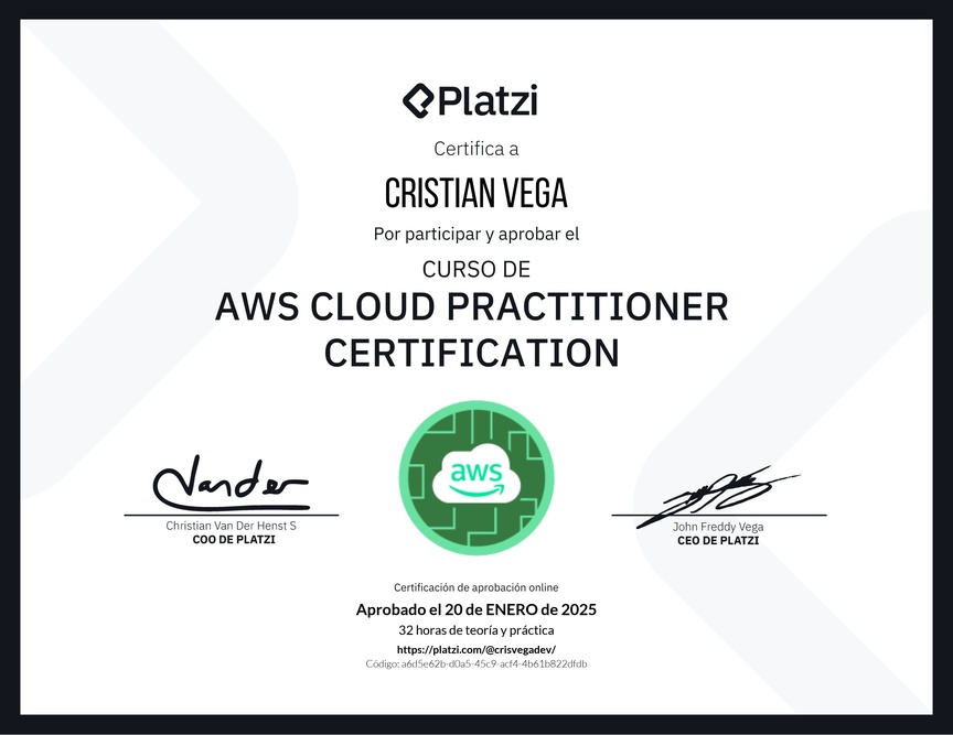 Diploma del Curso AWS Cloud Practitioner Certification