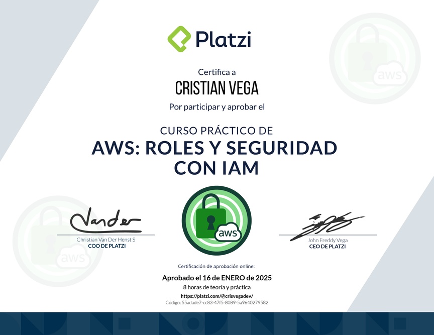 Diploma del Curso Práctico de AWS: Roles y Seguridad con IAM