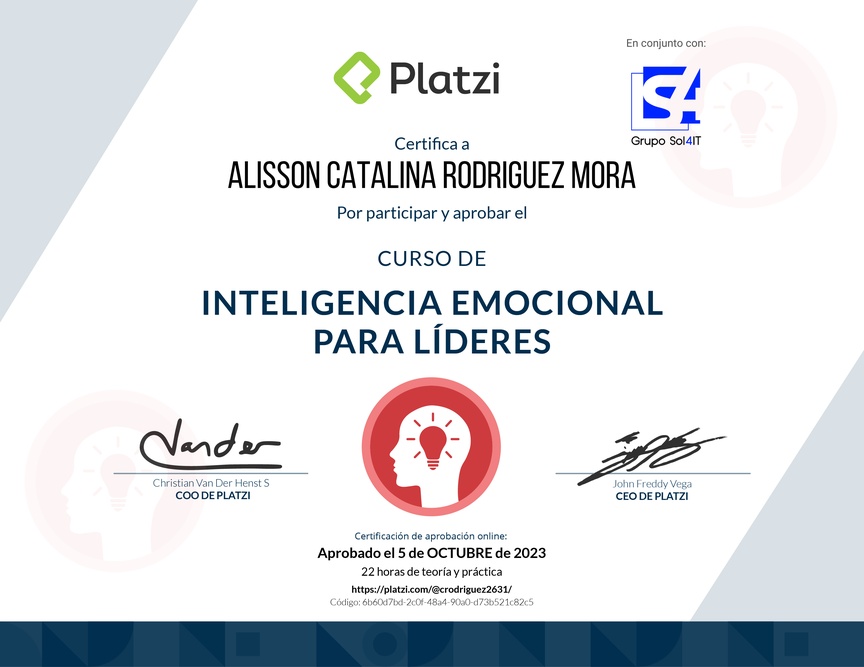 Diploma del Curso de Inteligencia Emocional para Líderes