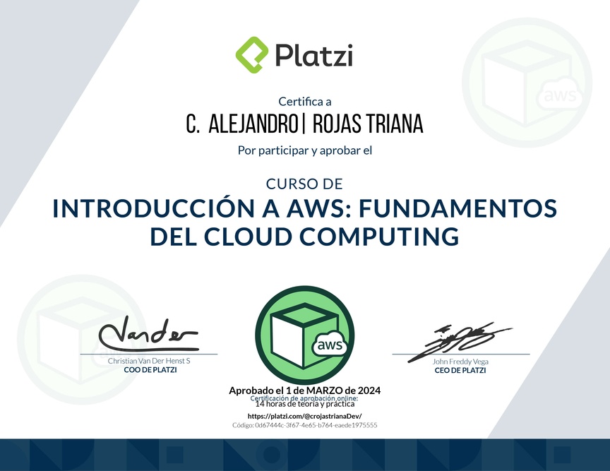 Diploma del Curso de Introducción a AWS: Fundamentos de Cloud Computing