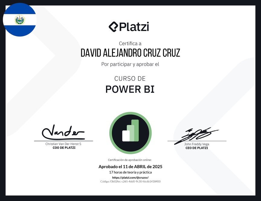 Diploma del Curso de Power BI