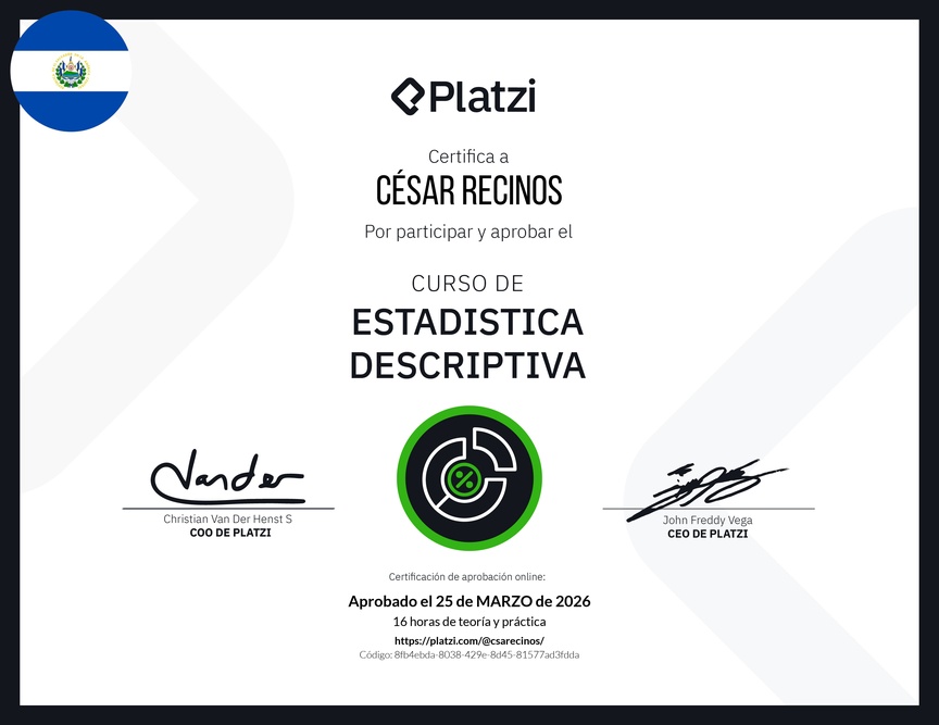 Diploma del Curso de Estadística Descriptiva