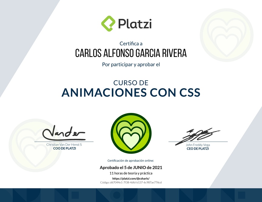 Diploma del Curso de Animaciones con CSS