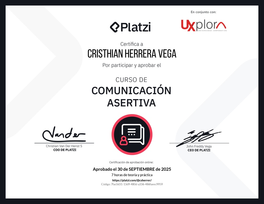 Diploma del Curso de Comunicación Asertiva