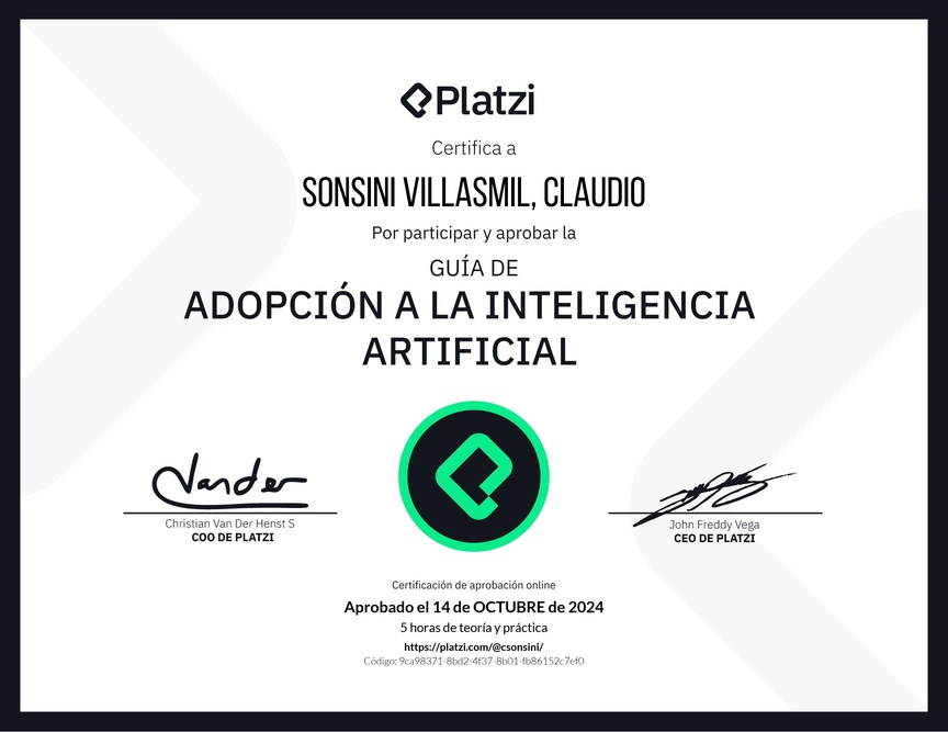Diploma de Guía de Adopción a la Inteligencia Artificial 2023