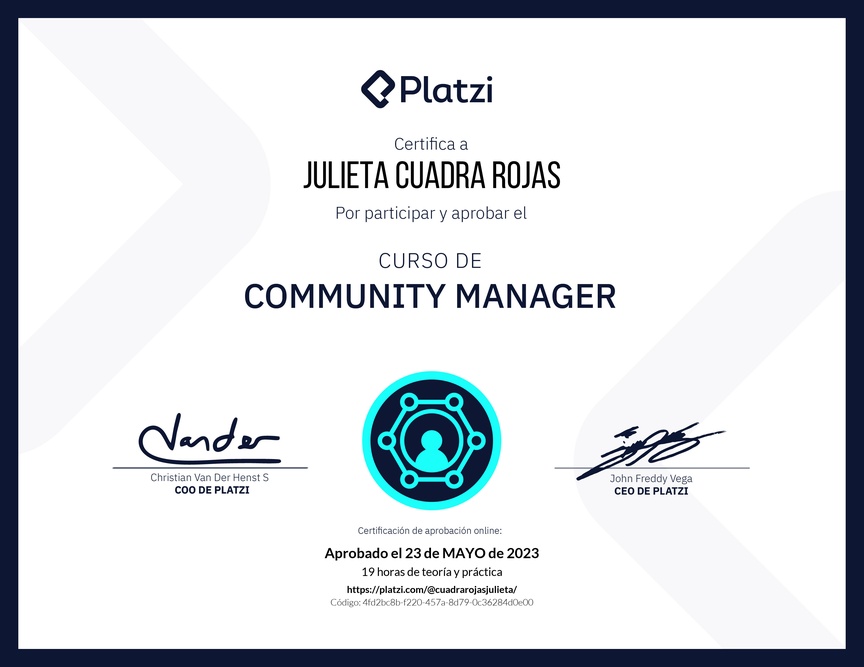 Diploma del Curso de Community Manager (2023)