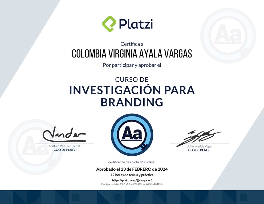 Diploma del Curso de Investigación para Branding