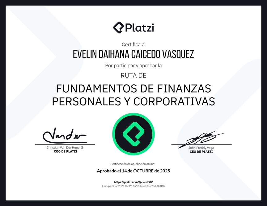 Diploma de la Ruta de Aprendizaje de Fundamentos de Finanzas Personales y Corporativas