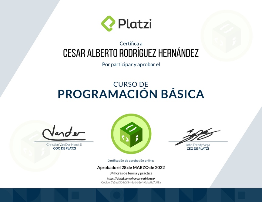 Diploma del Curso Básico de Programación