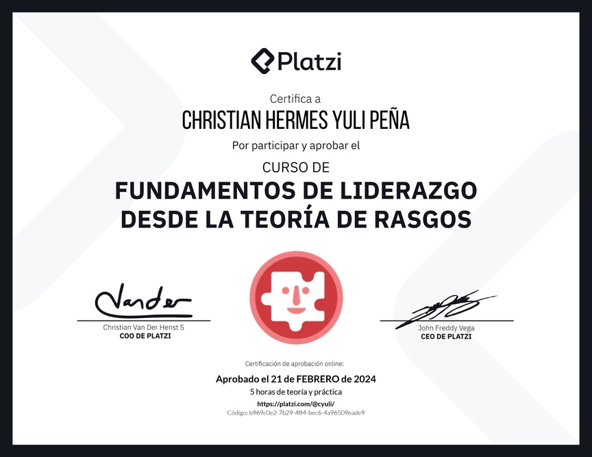 Diploma del Curso de Fundamentos de Liderazgo: Reconoce las Características de un Líder