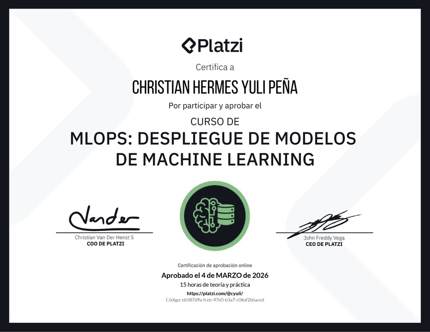 Diploma del Curso de MLOPS: Despliegue de Modelos de Machine Learning