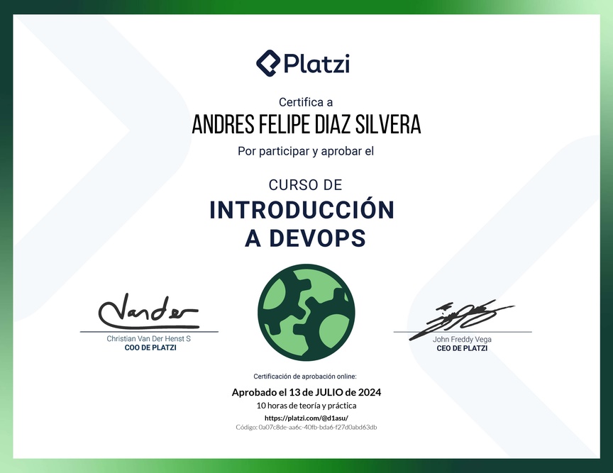 Diploma del Curso de Introducción a DevOps