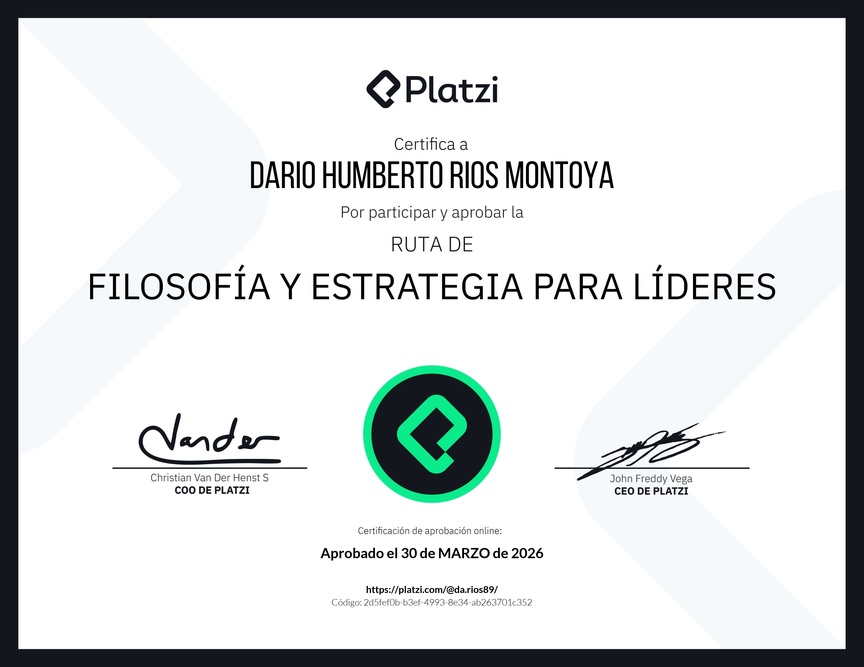 Diploma de la Ruta de Aprendizaje de Filosofía y Estrategia para Líderes
