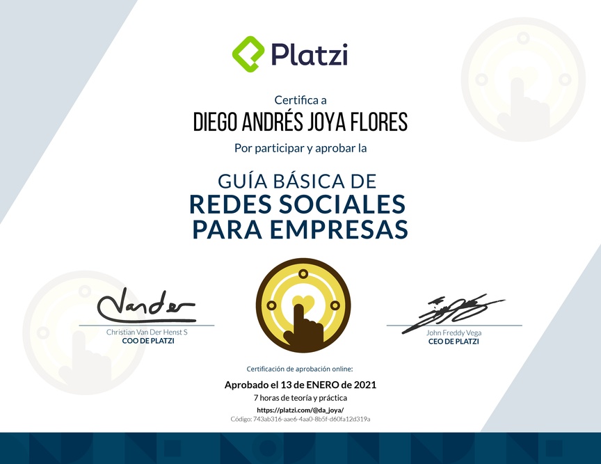 Diploma de Guía Básica de Redes Sociales para Empresas