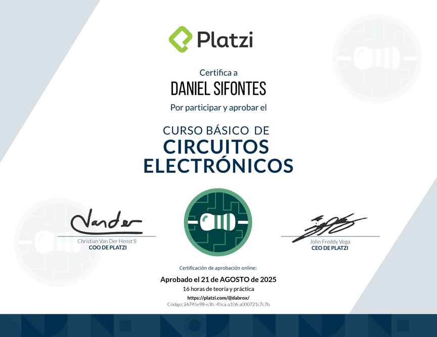 Diploma del Curso Básico de Circuitos Electrónicos