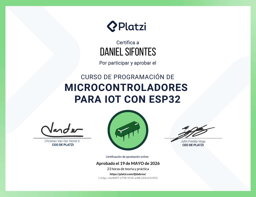 Diploma del Curso de IoT: Programación de Microcontroladores ESP32