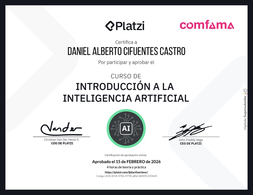 Diploma del Curso Gratis de Introducción a la Inteligencia Artificial