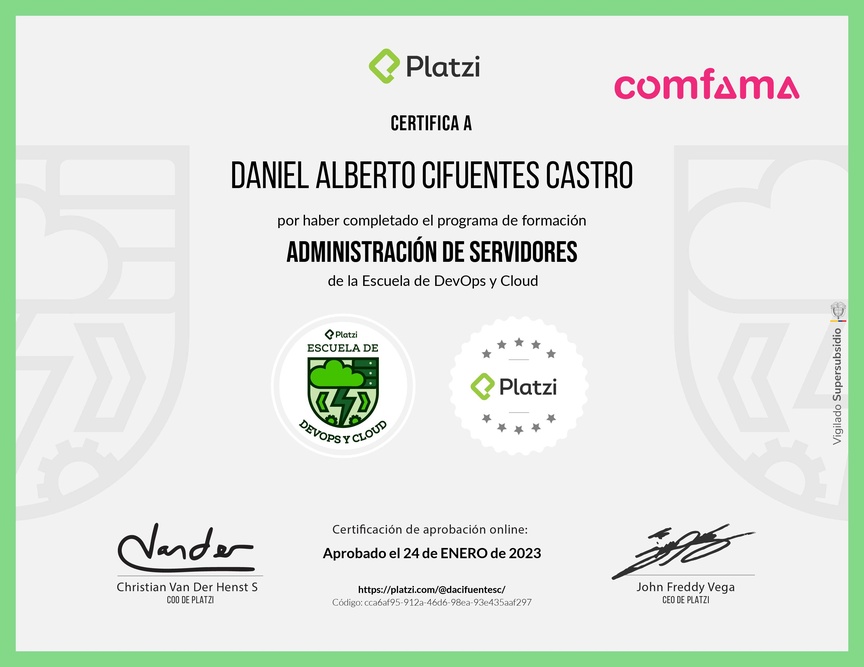 Diploma de la Ruta de Aprendizaje de Fundamentos de Servidores Linux