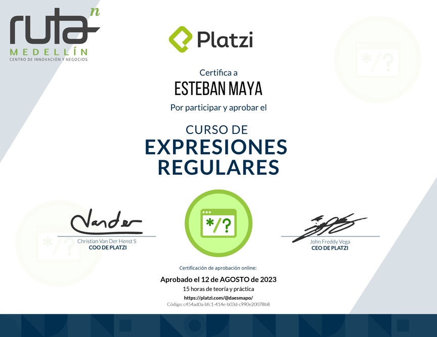 Diploma del Curso de Expresiones Regulares