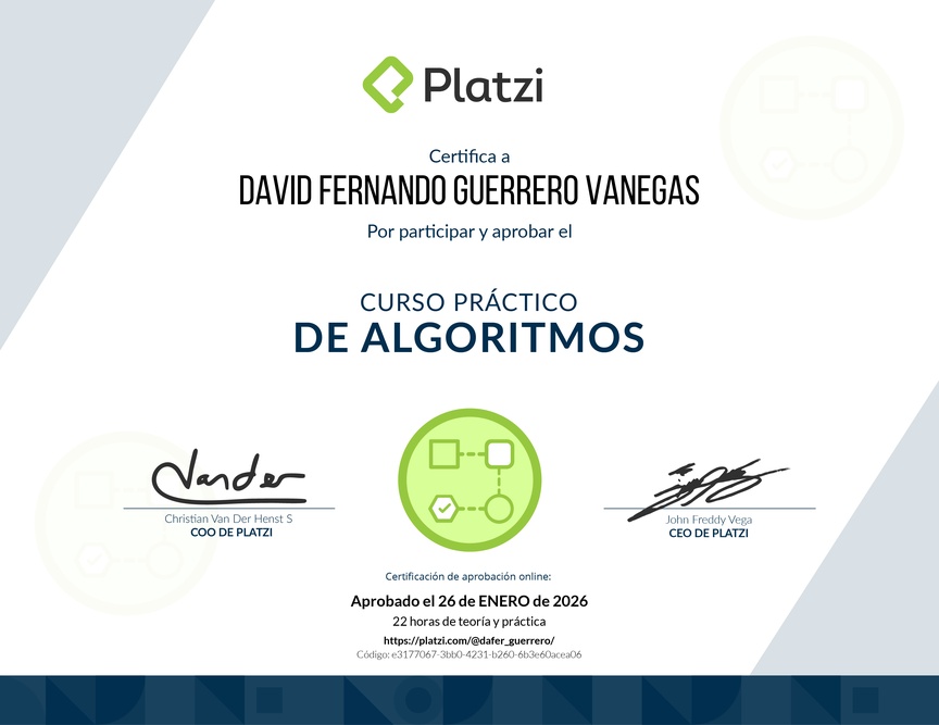 Diploma del Curso Práctico de Estructuras de Datos y Algoritmos
