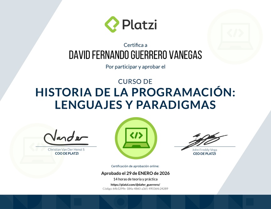 Diploma del Curso de Historia de la Programación: Lenguajes y Paradigmas