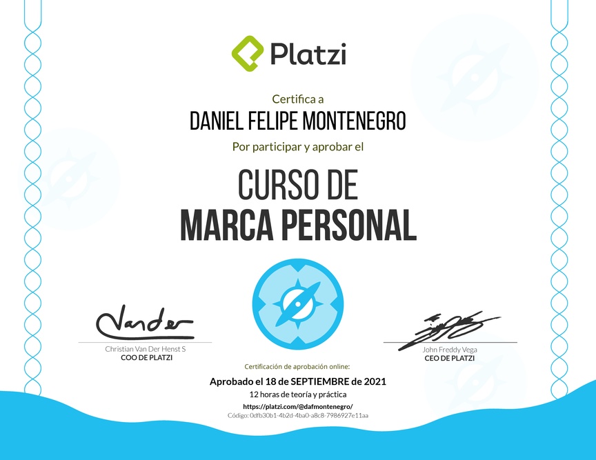 Diploma del Curso Gratis de Marca Personal 2018