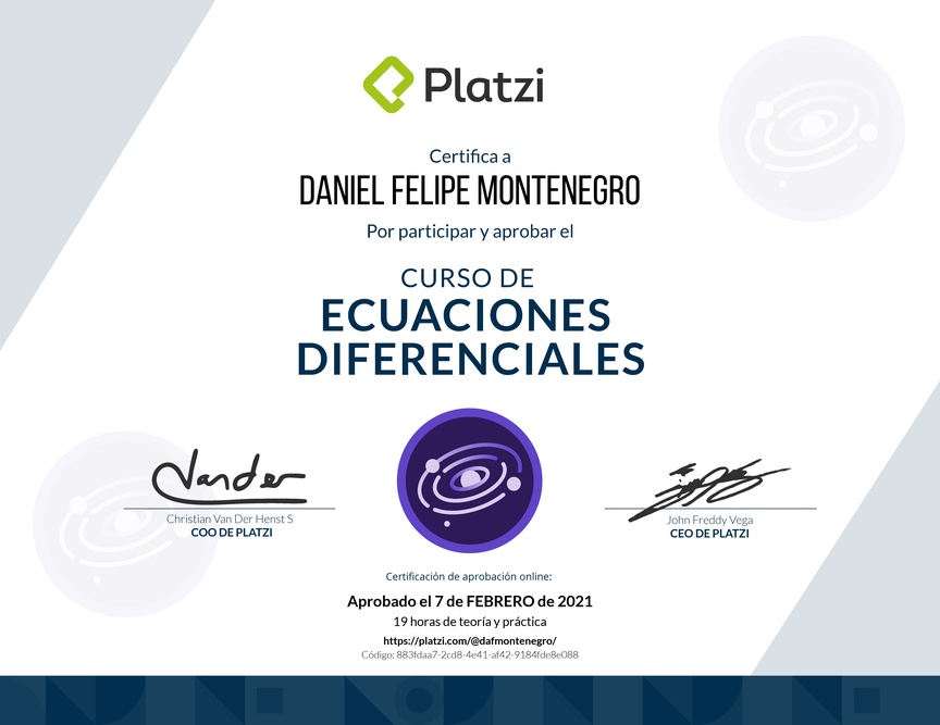 Diploma del Curso de Ecuaciones Diferenciales