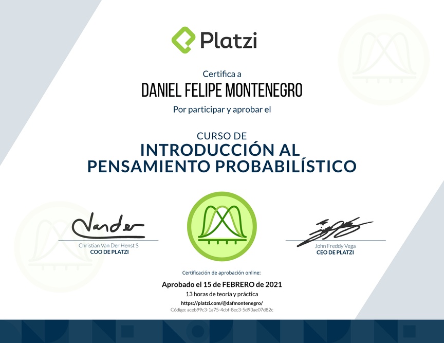 Diploma del Curso de Introducción al Pensamiento Probabilístico