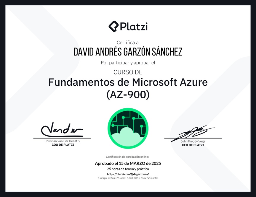 Diploma del Curso de Fundamentos de Microsoft Azure (AZ-900)