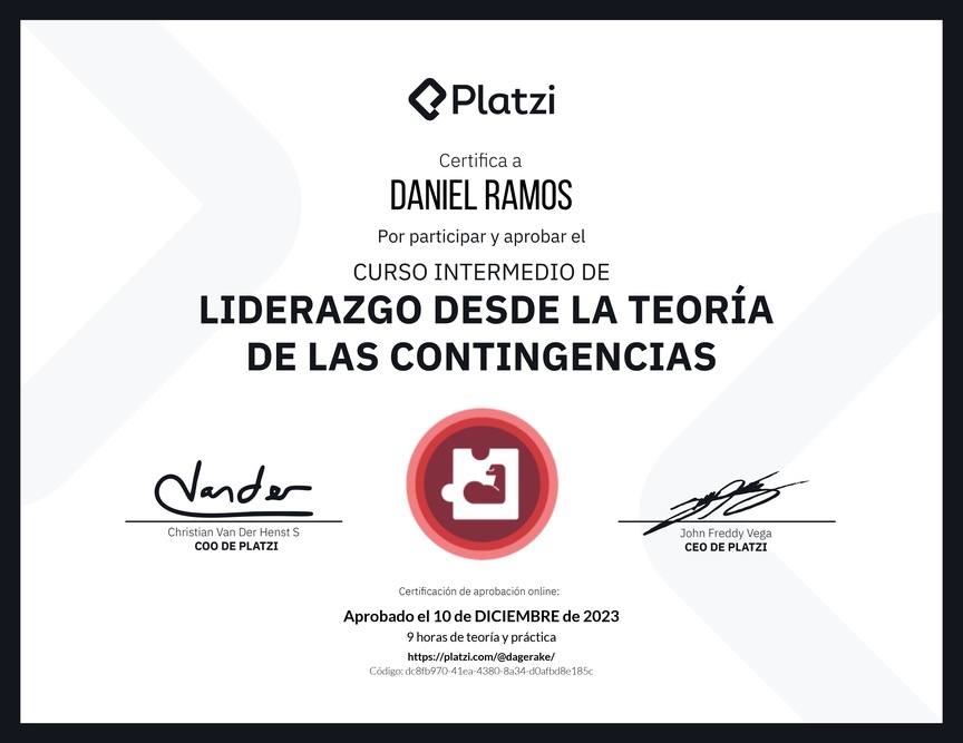 Diploma del Curso Intermedio de Liderazgo: Evalúa los Comportamientos de un Líder