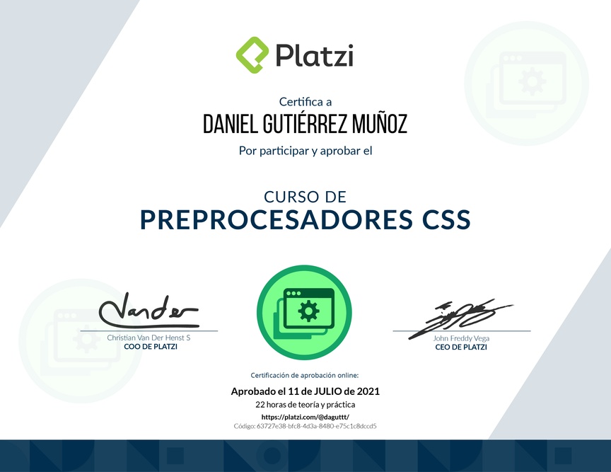 Diploma del Curso de Preprocesadores CSS