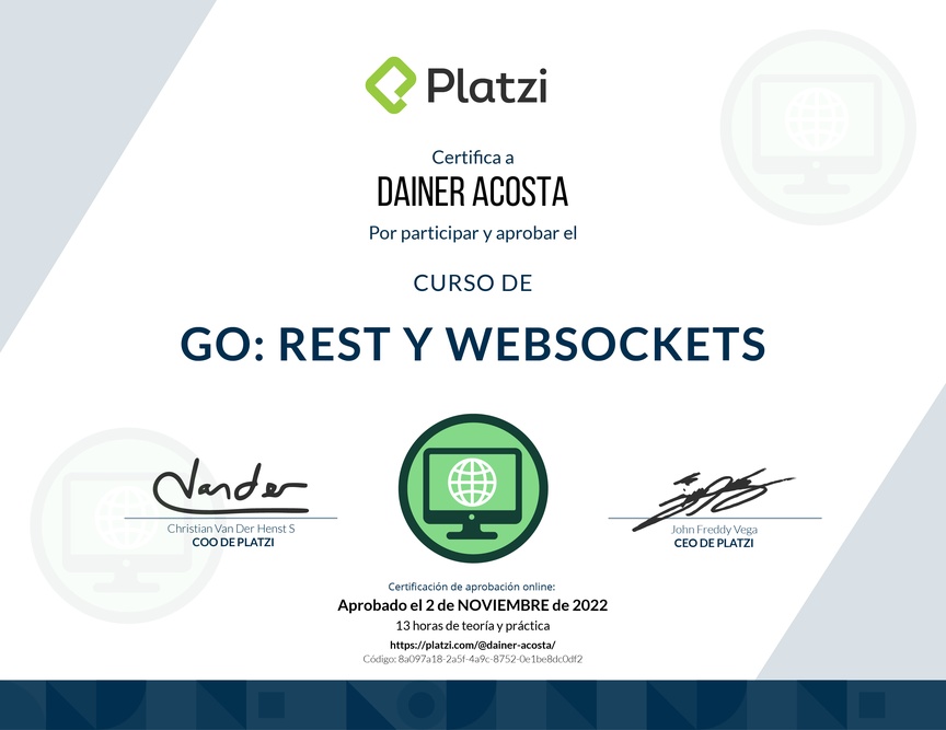 Diploma del Curso de Go Avanzado: REST y WebSockets