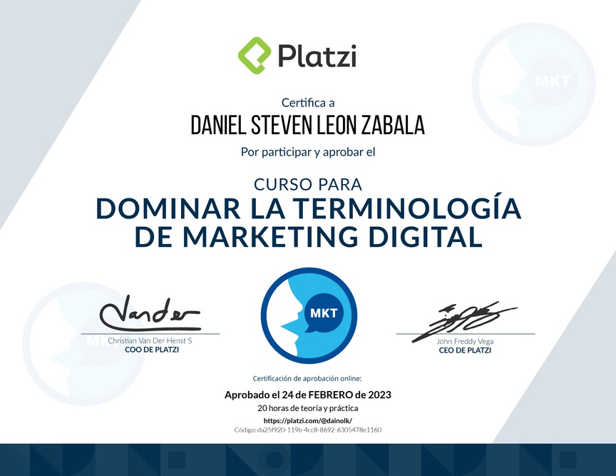 Diploma de Glosario de Términos de Marketing Digital