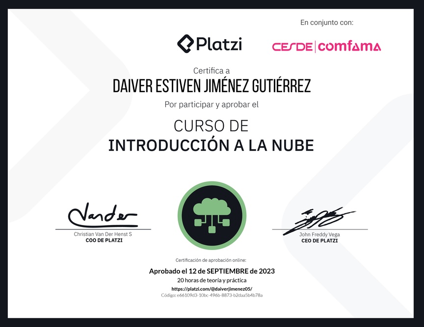 Diploma del Curso de Introducción a la Nube
