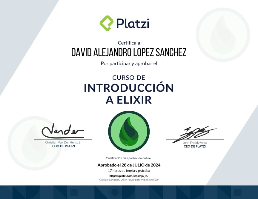 Diploma del Curso de Introducción a Elixir
