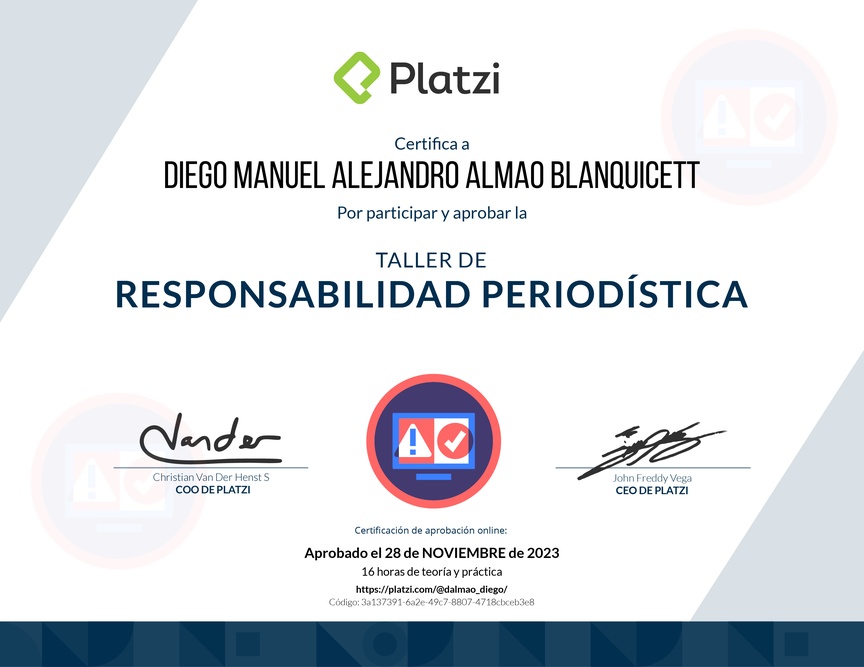 Diploma de Taller de Responsabilidad Periodística