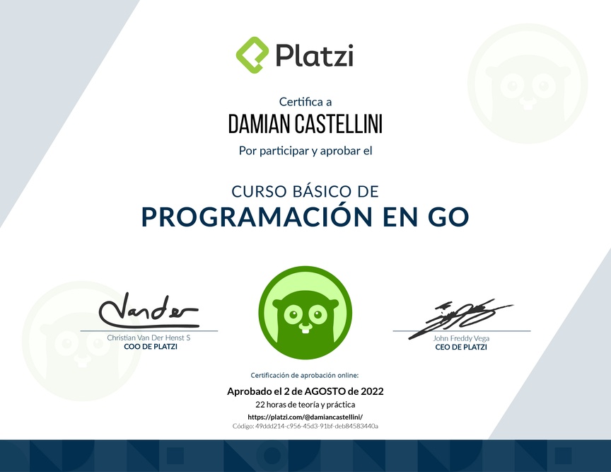 Diploma del Curso Básico de Programación en Go