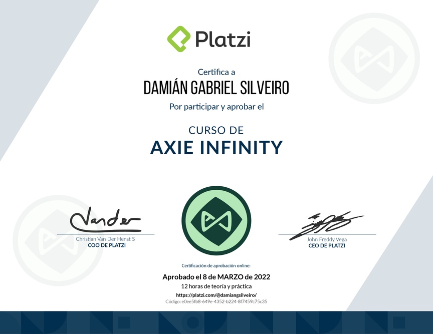 Diploma del Curso de Introducción a Axie Infinity