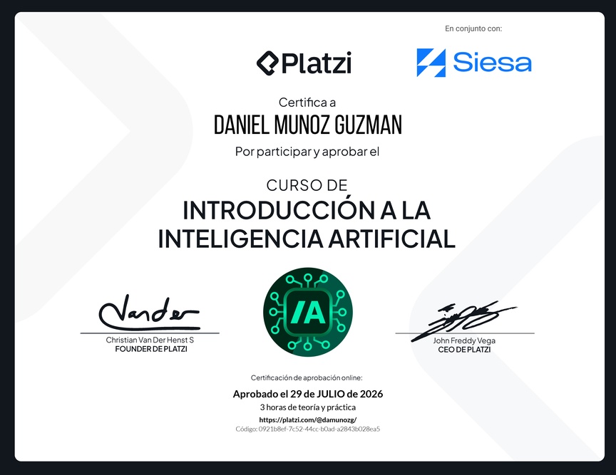 Diploma del Curso de Introducción a la Inteligencia Artificial