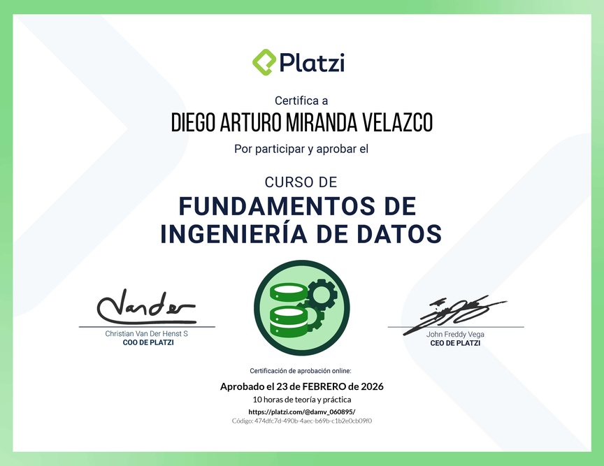 Diploma del Curso de Fundamentos de Ingeniería de Datos