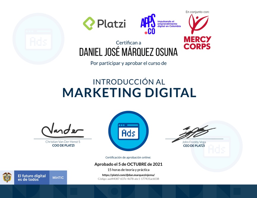 Diploma de Introducción al Marketing Digital